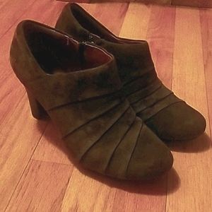 Clarks Society Gown II Suede Pleated Ankle Bootie